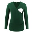 thumbnail image 1 of Jchiup Maternity Shirt Side Button and Ruched Long Sleeve Tunic Nursing Tops, 1 of 6