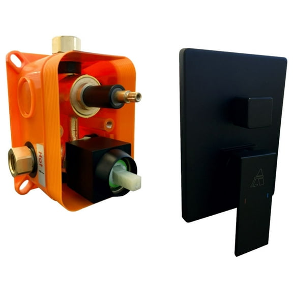 3-Way Rough-In Valve With Cover Plate, Handle and Diverter, Matte Black Finish