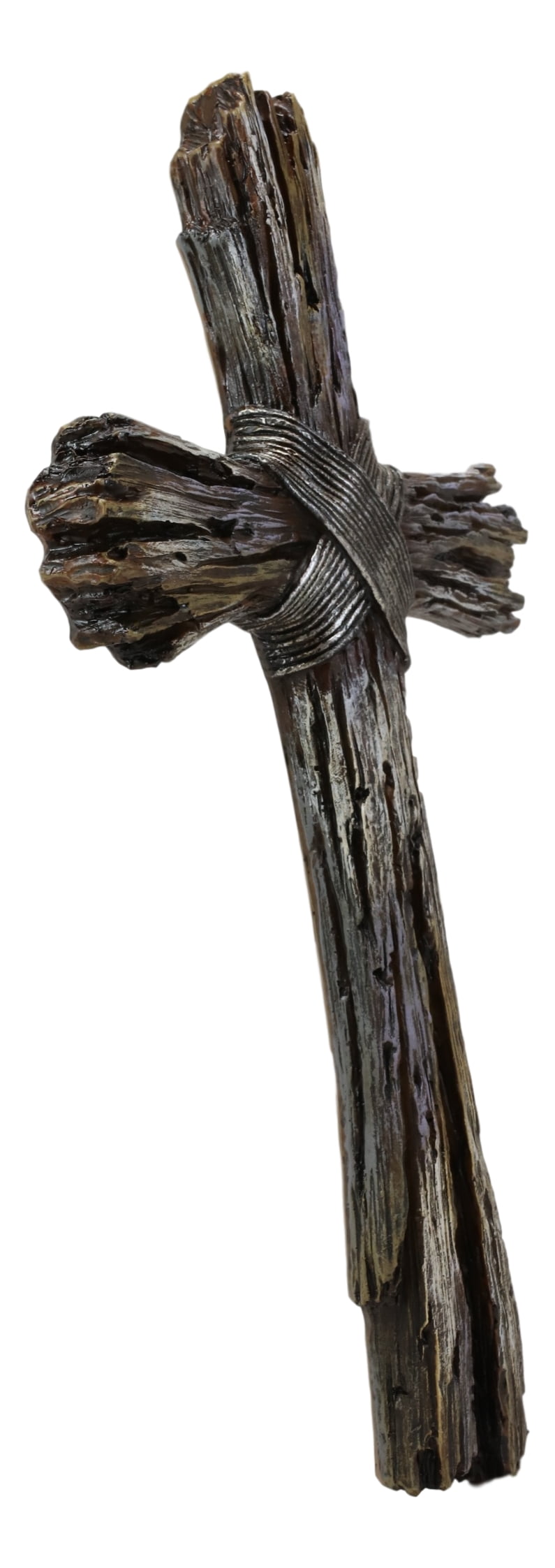 Ebros Rustic Faux Resin Driftwood Finish Crucifix Rugged Wall Cross Decor 13"H