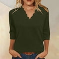 thumbnail image 5 of Womens Short Sleeve 3/4 Sleeve V Neck Blouses Solid Color Shirts Loose Fit Summer Tops Lightweight Breathable Tees for Daily Outfit Fall Fashion Clothes, 5 of 6