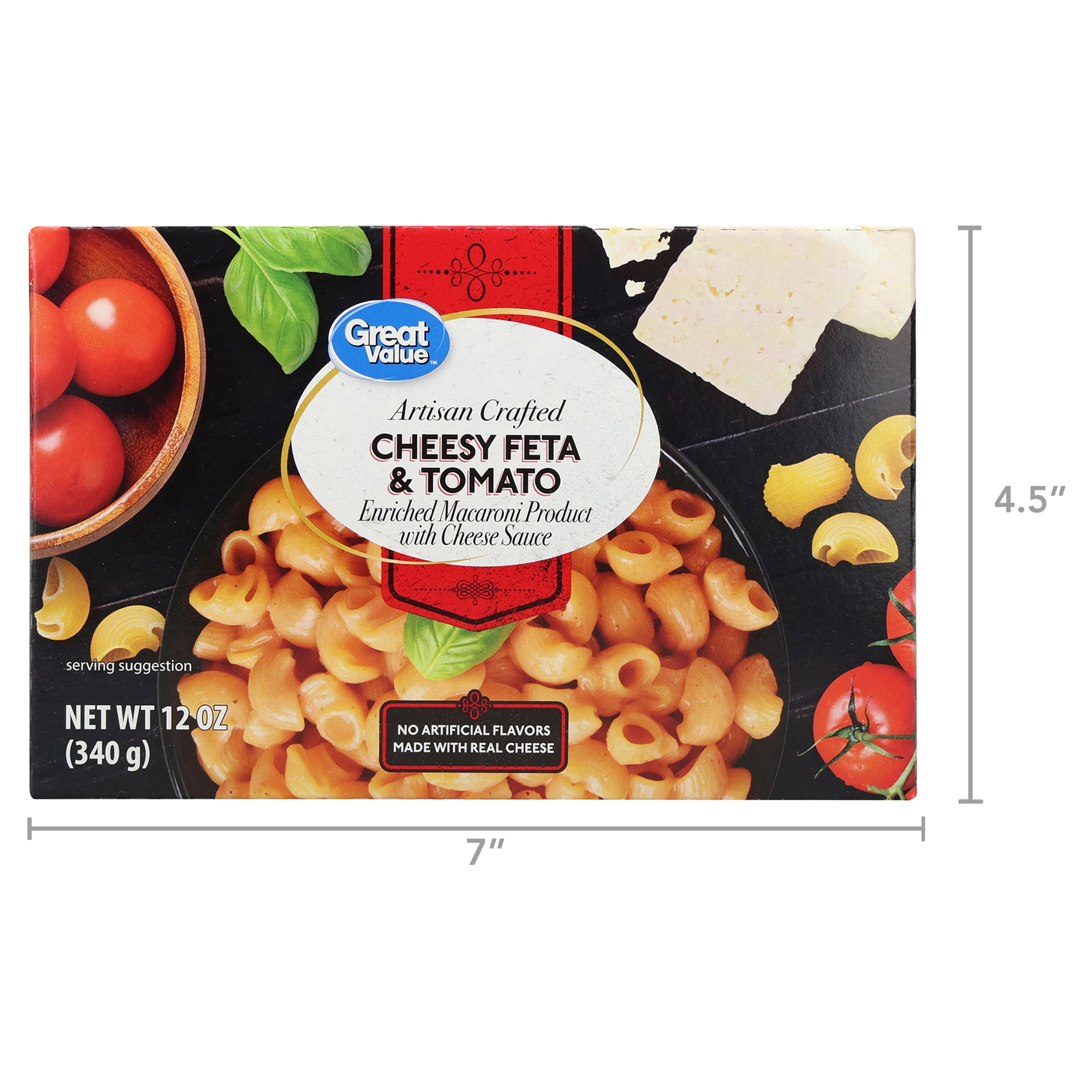 Great Value Artisan Crafted Macaroni and Cheese, Feta and Tomato, 12 oz (Shelf Stable)