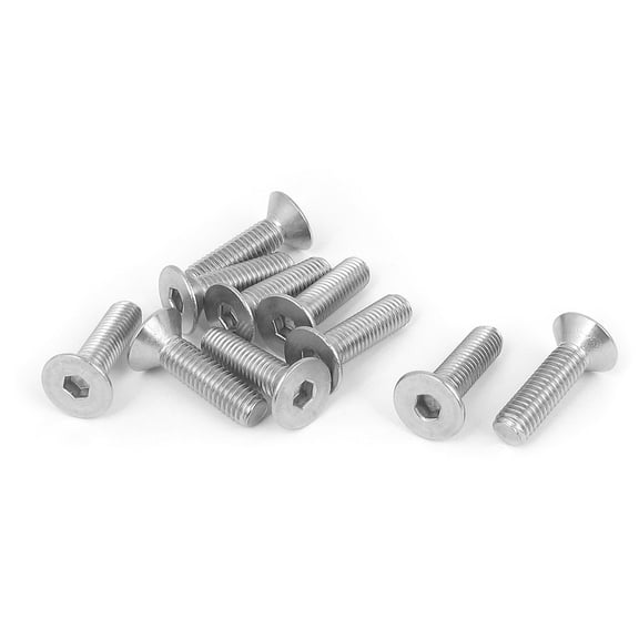 Unique Bargains M8 Stainless Steel Hex Socket Countersunk Flat Head Screws Bolt 30mm Long 10Pcs