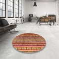 thumbnail image 3 of Ahgly Company Indoor Round Mid-Century Modern Bright Maroon Red Oriental Area Rugs, 4' Round, 3 of 6