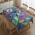 thumbnail image 2 of Blue Pioneer Flower and Leaf Pattern Rectangle Tablecloth 60"x84",Waterproof Polyester Rectangle Table Cloth, Wipeable Spillproof Polyester Tablecloth for Dining, Camping, Indoor and Outdoor, 2 of 5