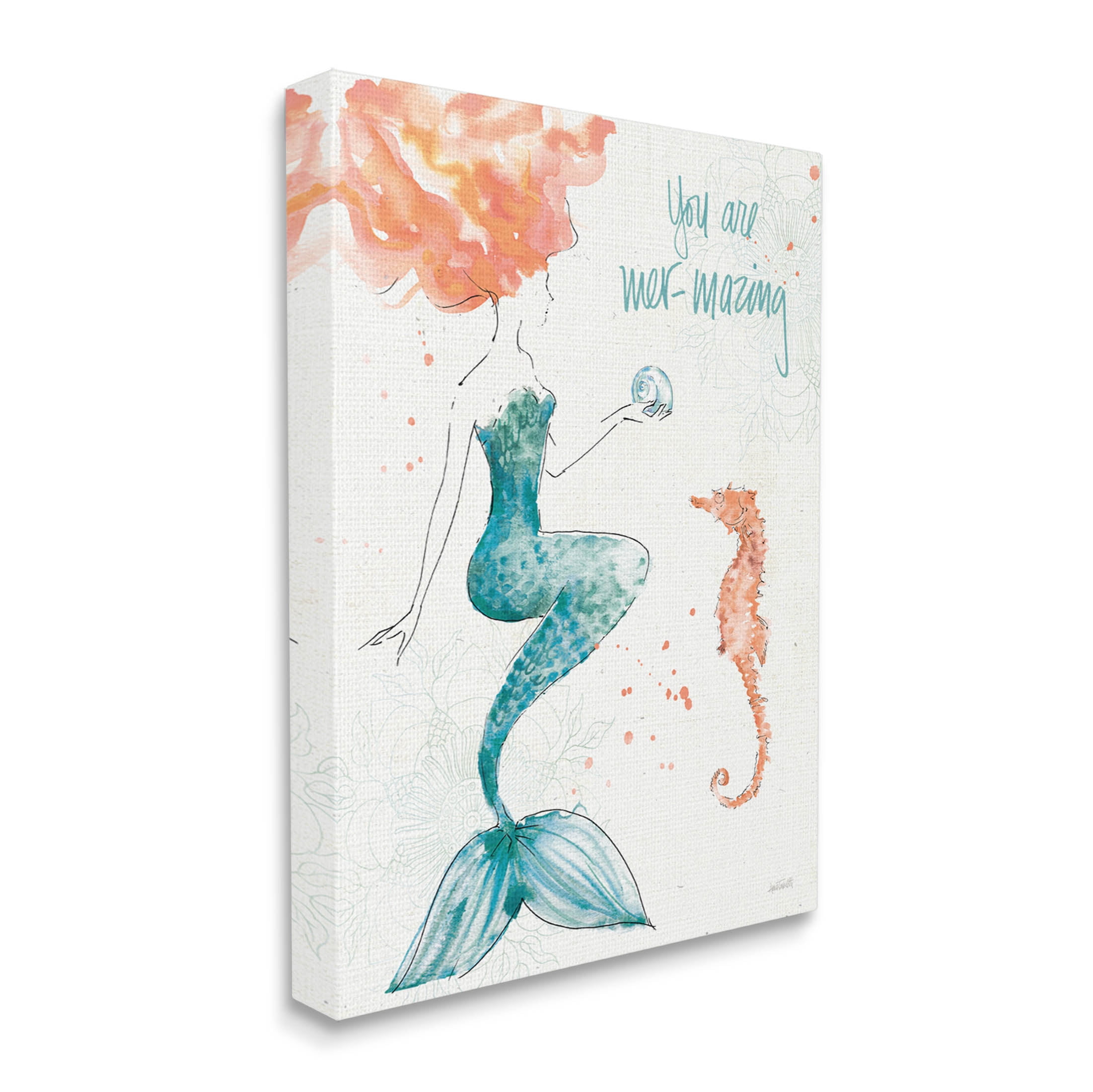 Stupell Industries Mer-Mazing Uplifting Mermaid Phrase Graphic Art Gallery Wrapped Canvas Print Wall Art, Design by Anne Tavoletti