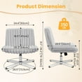 thumbnail image 3 of COOLHUT Office Chair Armless Criss Cross Legged Chair, Teddy Fabric Comfy Home Office Desk Chairs, Wide Seat Vanity Task Computer Chair, Gray, 3 of 15