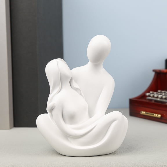 Couple Sculptures for Home Decor, Hugging Figurines,Modern Romantic Sculptures for Living Room Bedroom Office Decor, Gift for Anniversary Valentine Birthday(White)