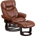 thumbnail image 1 of Fauteuil Inclinable avec Ottoman Fauteuil Pivotant en Cuir Beige avec Repose-Pieds Ottoman, 1 of 6
