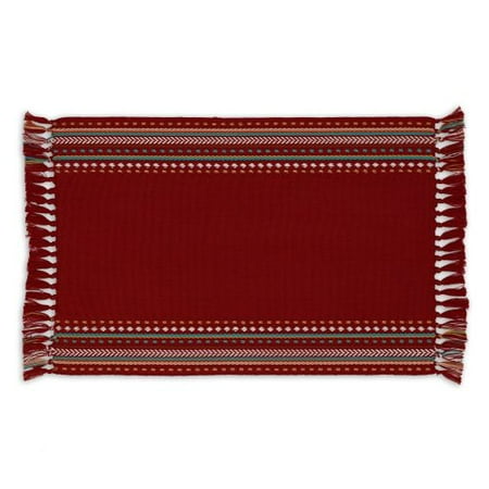 

Design Imports Red Chipotle Hacienda Stripe Fringed Placemat
