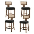 thumbnail image 6 of Dayalane Modern Farmhouse Rattan Bar Stools Set of 4, 26" Counter Height Barstools with Woven Back Linen Upholstered Seat,Wood Frame Kitchen Island Stools for Restaurant,Charcoal, 6 of 8
