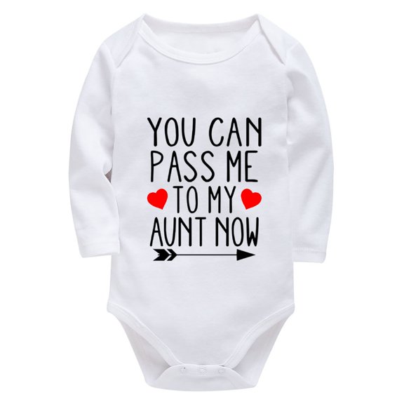 You Can Pass Me To My Aunt Now Newborn Onesie Girl Long Sleeve Plain Baby Romper White Baby Boy Coming Home Outfits Newborn