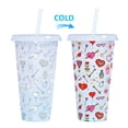 thumbnail image 1 of Copa Que Cambia De Color Vasos de paja de 25 oz Botellas de agua que cambian de color con regalo de tapa (Día de San Valentín A), 1 of 7