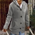 thumbnail image 2 of Womens Blouses Women Casual Warm Loose Button Hoodie Knitting Jumper Long Blouse Sweater Grey Loose Fit Basic Blouse XL, 2 of 2