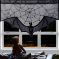 thumbnail image 2 of Halloween Lace Curtains Black Bat Spider Web Tablecloth Bat Ghost Festival Home Decoration Spider Web Horror Arrangement, 2 of 4