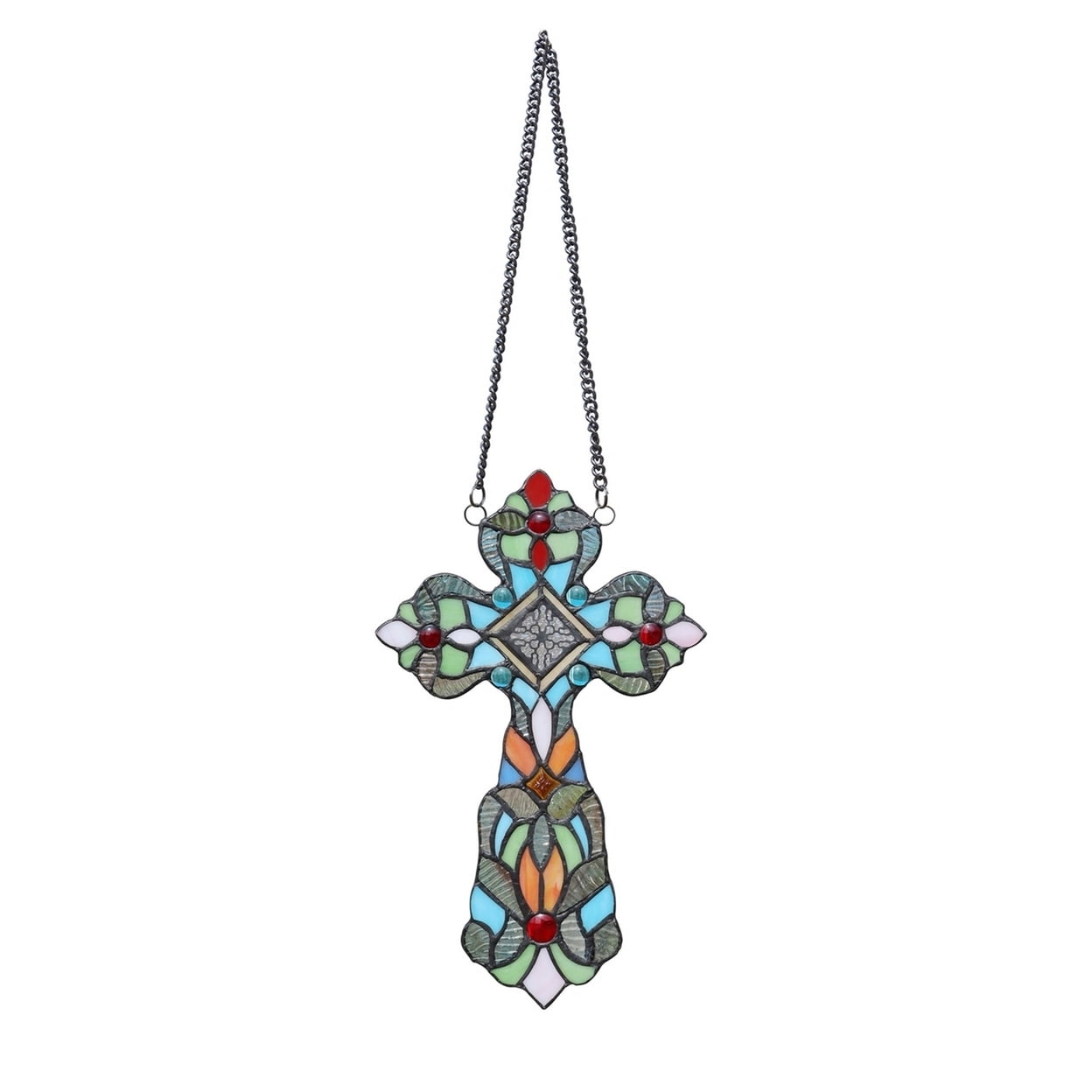 CHLOE Lighting ADELINA Victorian Tiffany-style Stained Glass Window Panel 13" Tall
