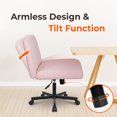 thumbnail image 6 of NEO CHAIR Criss Cross Legged Office Desk Vanity Armless Chair with Wheels Swivel, Pink, 6 of 8