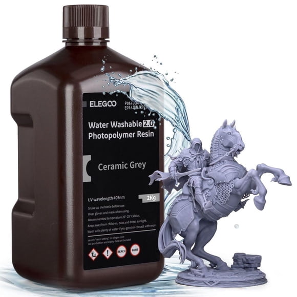 ELEGOO Water Washable 3D Printer Resin 2.0, Fast Curing Photopolymer Resin for Mars Saturn Jupiter MSLA DLP LCD 3D Printing, 385-405nm UV Curing 3D Printing Liquid,