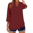 thumbnail image 2 of Yuyuzo Womens V Neck Shirts Casual Loose Fitted Collared Business Work Tops Summer Solid Color Tees, 2 of 6