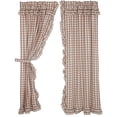 thumbnail image 4 of VHC Brands Annie Buffalo Portabella Check Farmhouse Ruffled Panel Curtain Set 84x40, 4 of 6