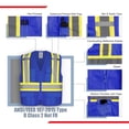 thumbnail image 4 of KAYGO High Visibility Safety Vests KG0100, Safety Vests Reflective with Pockets and Zipper,ANSI Type R Class2 Not FR(Large,Blue), 4 of 6