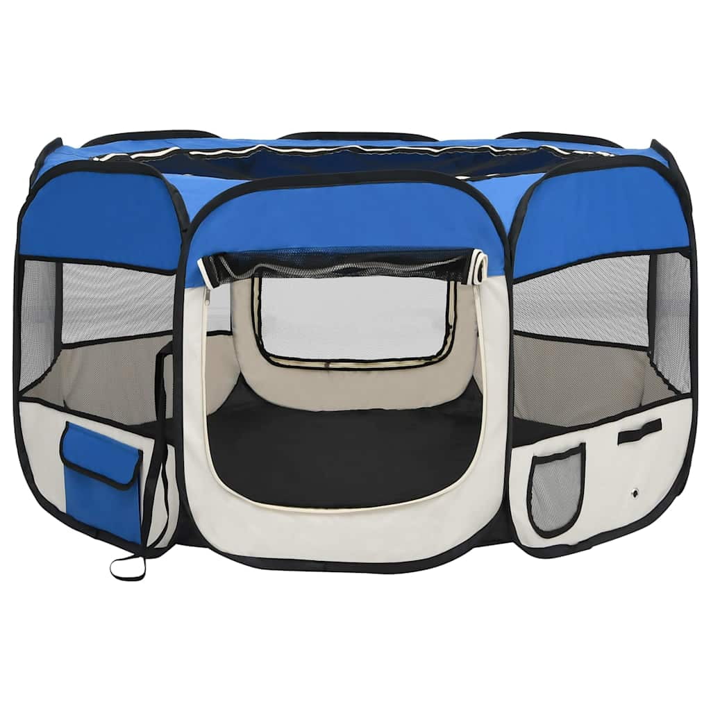 vidaXL Foldable Dog Playpen with Carrying Bag Black 57.1"x57.1"x24"