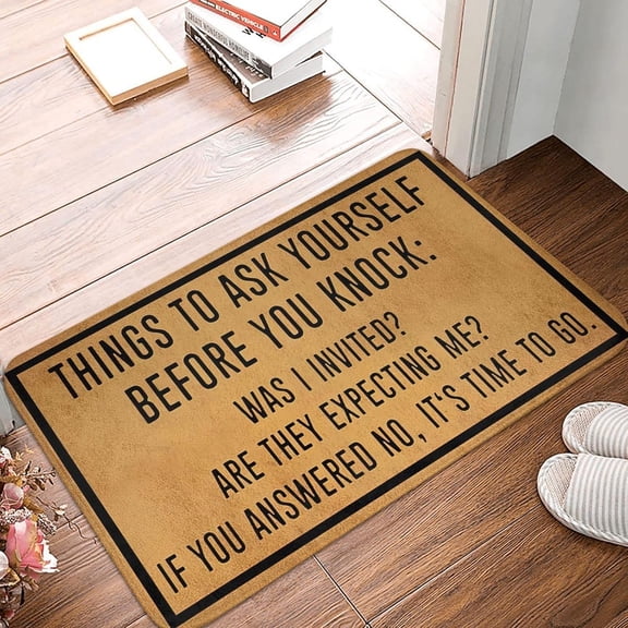 Things to Ask Yourself Before You Knock Mats for Front Door Entry Front Porch Doormat Non-Slip Carpet Rugs Floor Mat Decorative for Home Bathroom Kitchen Indoor 16x24 Inch