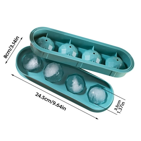 

KmaiSchai Whisky Ice Cube Mold Flexible Ice Tray 4 Ice Molds For Freezer Easy Release Stackable Ice Trays For Tray Round Shape And Store Ice Trays With Ice Storage Container For Freezer Silicone Fre