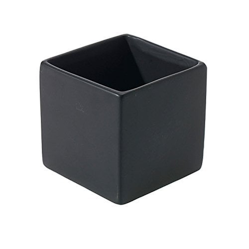 Matte Black Square Vase Set of 2 3.25 x 3.25 Inches Ceramic Urban