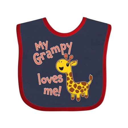 

Inktastic My Grampy Loves Me- Cute Giraffe Gift Baby Boy or Baby Girl Bib
