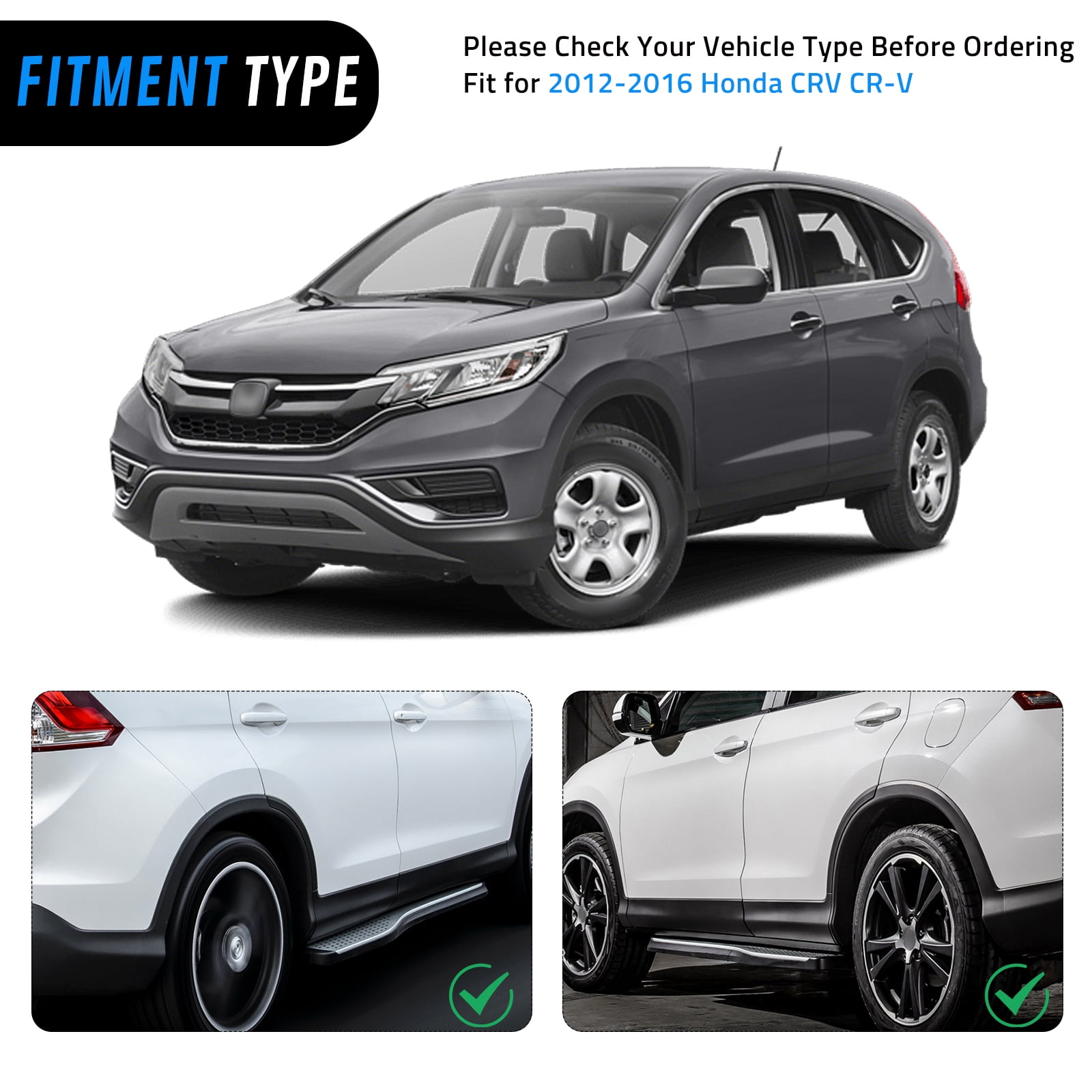Running Board Compatible with 2012-2016 Honda CR-V, Aluminum Side Step Rail Nerf Bars, Silver