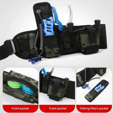 Ergonomic Fishing Waist Belt - Adjustable Lightweight and Comfortable with Multiple Pockets for Tackle Storage