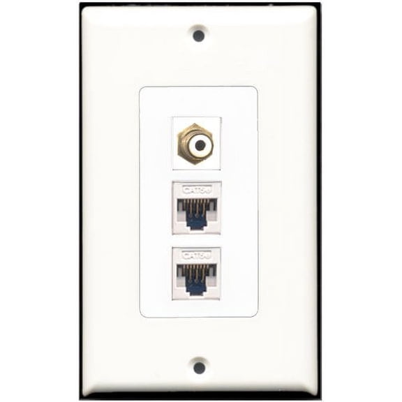 RiteAV - 1 Port RCA White 2 Port Cat5e Ethernet White Wall Plate Decorative