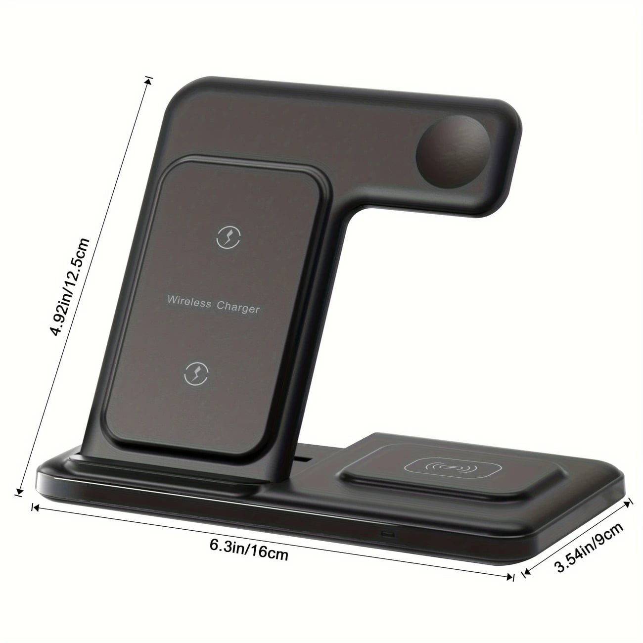 15W Fast Charging 3-in-1 Wireless Charger for iPhone 15 Pro/14 Pro/Pro Max, Apple Watch & AirPods, Black