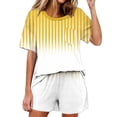 thumbnail image 1 of Conjunto de pijama de mujer de moda de color sólido de manga corta cuello redondo y pantalones con poliéster suave, desgaste de casa transpirable para verano diario, 1 of 9