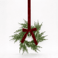 thumbnail image 6 of Christmas Wreaths for Front Door,Norfolk Pine Christmas Wreath with Velvet Bow and Bells,Artificial Norfolk Pine Wreath for Front Door Porch Wall Window Mantel Indoor Outdoor Xmas Decor, 6 of 8