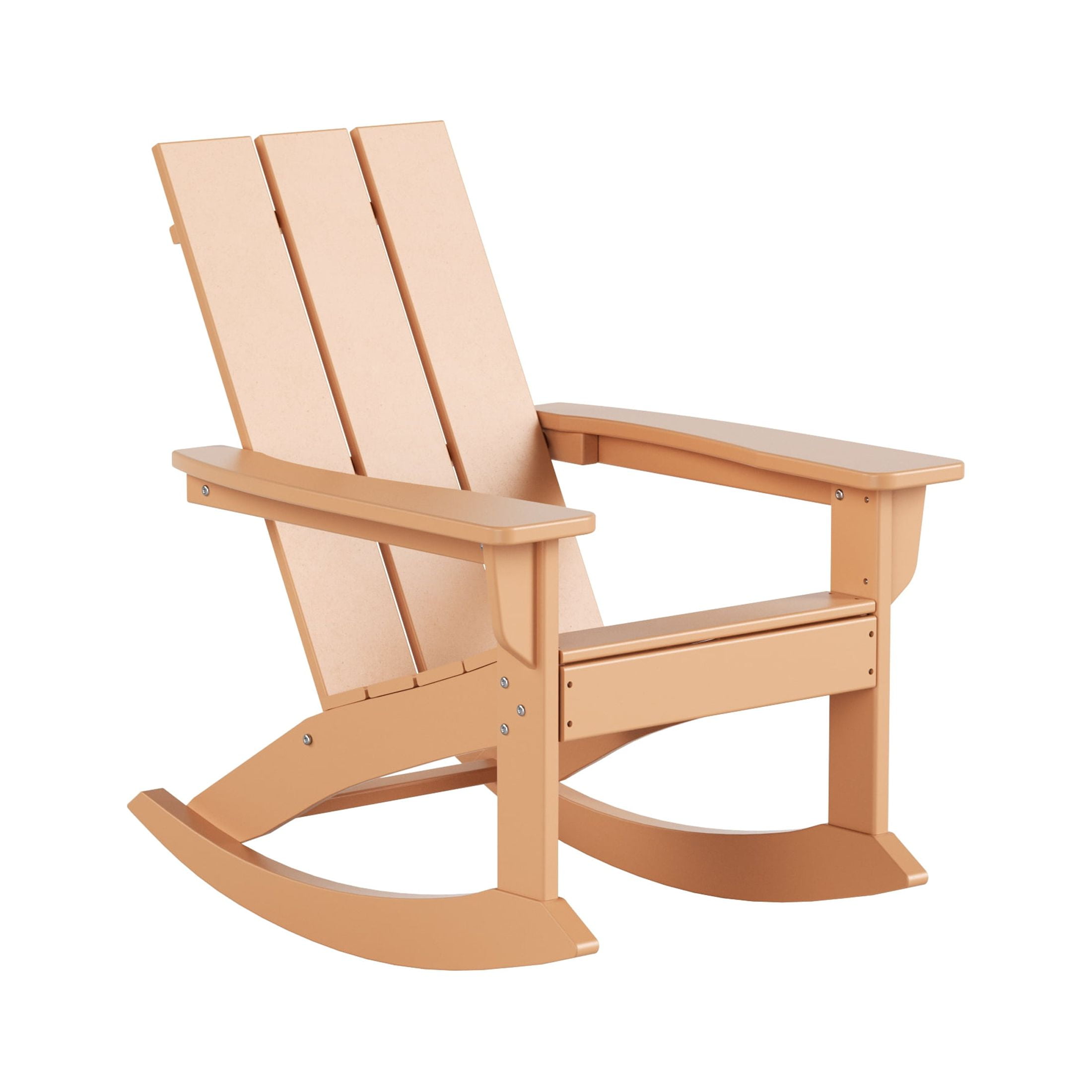 GARDEN Set of 2 Modern Plastic Outdoor Rocking Chairs for Patio Porch, Teak