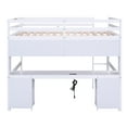 thumbnail image 4 of Full Wood Loft Bed with Ladder, Loft Bed with Desk, Cabinets, Drawers and Bedside Tray, Charging Station, Loft Bed with Desk for Teenagers, Multiple Functions Bed, Easy to Assemble (White), 4 of 9