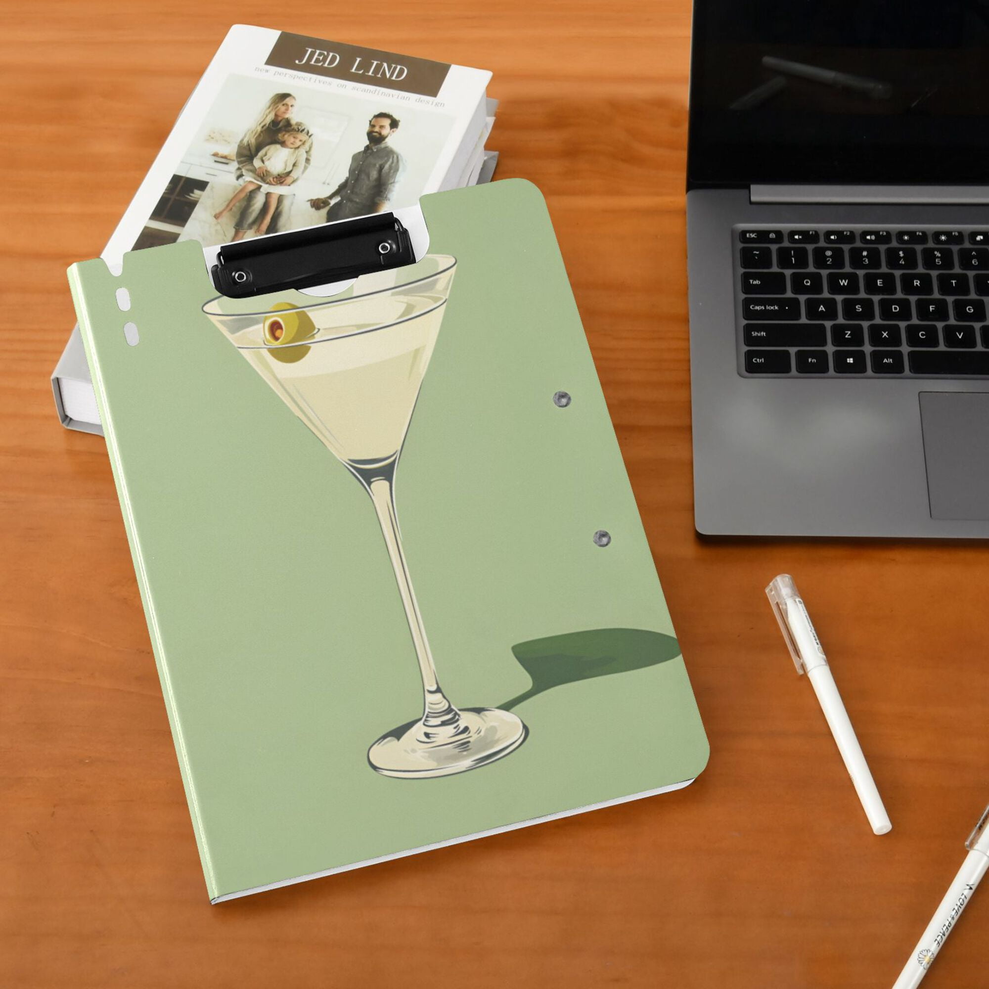 FORMRS A4 Clipboard Folder with Pen Holder Horizontal Foldable School Office Binder, Light Green Martini