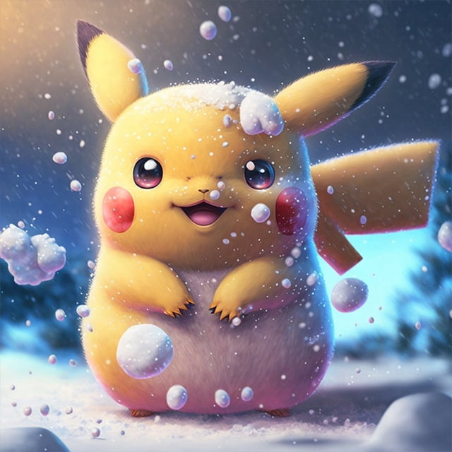 (dg408) Resina La Serie Dibujos Animados Pikachu Con Diamantes Completos 30*30CM