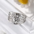 thumbnail image 6 of Stainless Steel Flower Rings with Rhinestone Wide Delicate Boho Rings for Women, 6 of 9