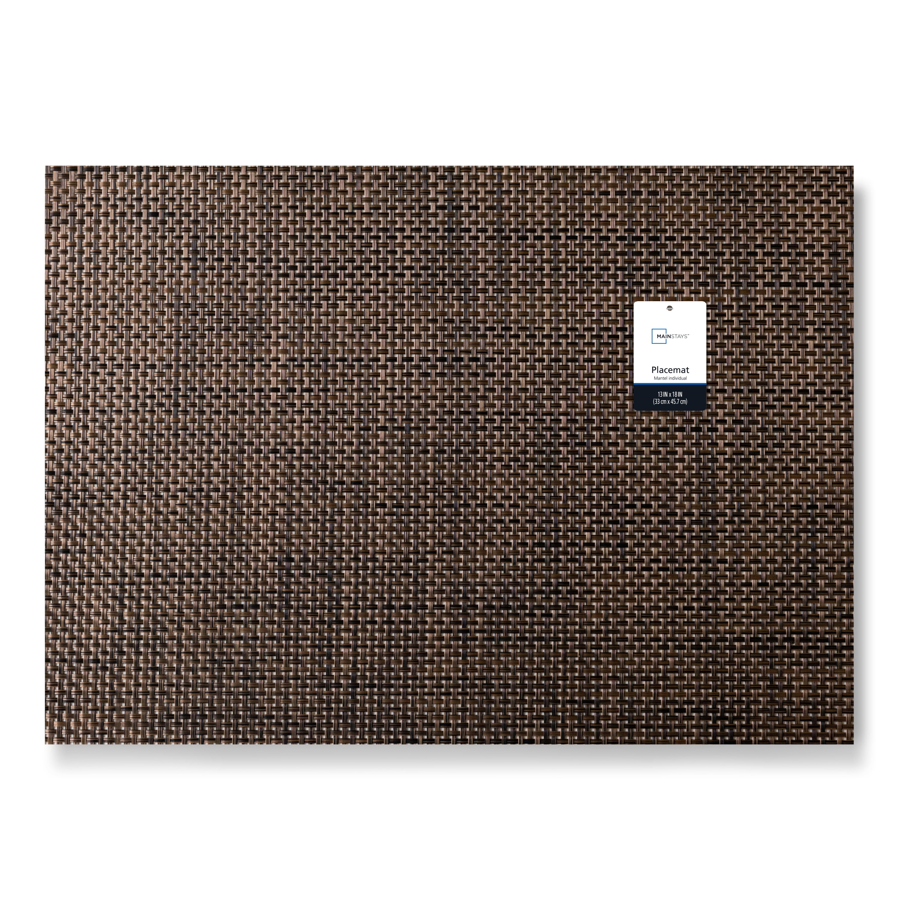 (4 pack) Mainstays Longport Woven Vinyl Table Placemat Tobacco 13" x 18"