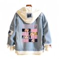 thumbnail image 1 of Chaqueta vaquera xxxj de algodón negro y rosa para mujer, 1 of 1