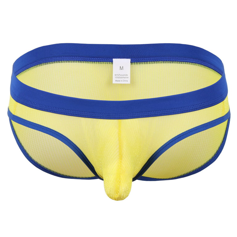 kpoplk Mens Underwear Briefs Mens Briefs Men Casual Fashion Print  Elastic-Waisted Breathable Boxers Briefs(Yellow,S)
