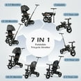 thumbnail image 4 of JoyStone 7 in 1 Foldable Tricycle Stroller for Toddler, Baby Tricycle with Adjustable Canopy, Parent Handle, Removable Pedals, Seat Belt and Storage Basket, Kids Bike for Ages 1-6 Boys & Girls, Black, 4 of 12