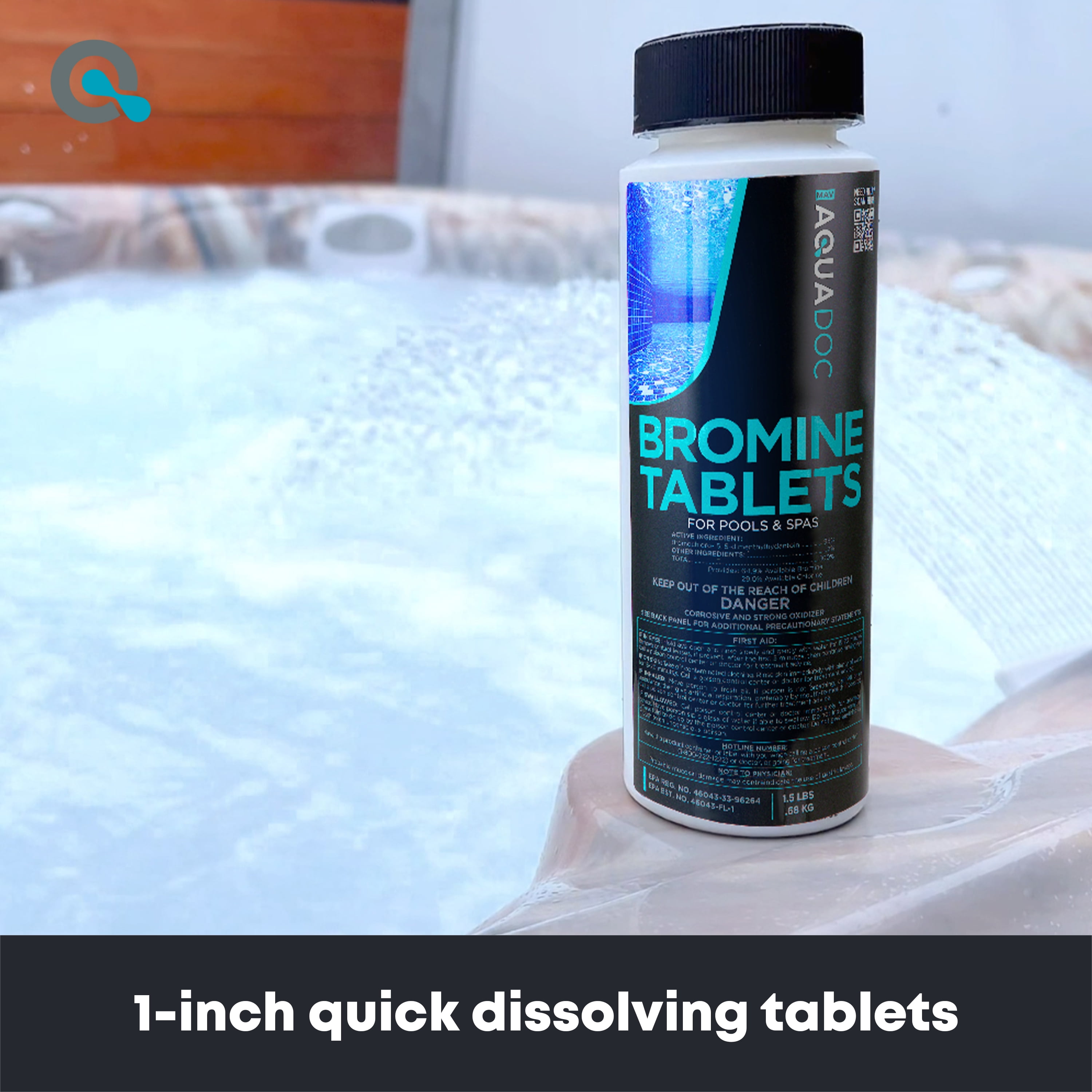 AquaDoc Hot Tub & Spa Bromine Tablets – Non-Chlorine Sanitizer for Clean & Balanced Water, 1.5lbs