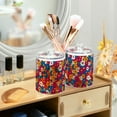 thumbnail image 3 of Yayeee 2 Pack Qtip Holder Bathroom Cotton Swab Canister with Lid Clear Dispenser Set, Red Whimsical Floral, 3 of 6