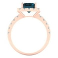 thumbnail image 4 of Clara Pucci 14K Rose Gold Solid Gold LondonBlueTopaz Solitaire with Accents Anniversary Ring for Women - 3.84 cttw Emerald Cut, 4 of 8