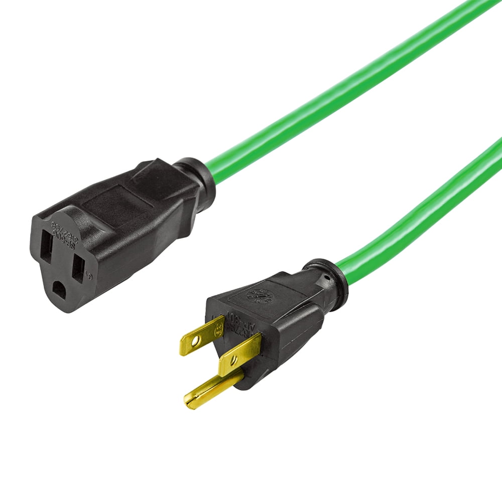 Hyper Tough 25 ft 16 AWG 3-Prong Single Outlet Outdoor Extension Cord, Hi-Vis Green, 125V 13A