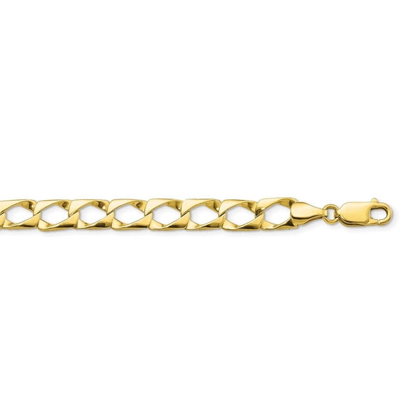 10k Yellow Gold Solid Satin Fancy Link Bracelet 8 Inch 7.25mm Lobster Claw - Identification Bracelet for Women