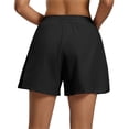 thumbnail image 4 of Only Moment Womens Lightweight Shorts Polyester,Spandex High Waisted Work Travel Pants with Pockets Stretchy Business Casual Slacks Yoga Shorts with Pockets Black,XL, 4 of 5
